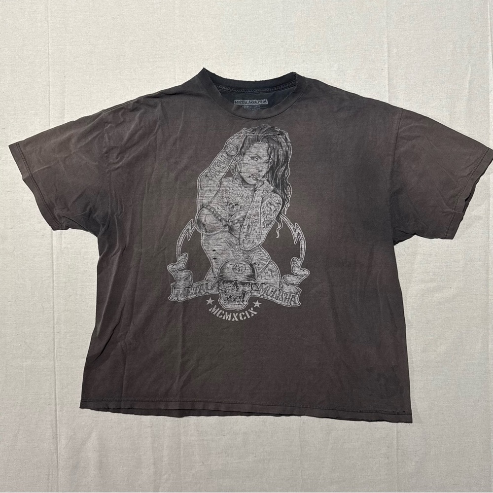 Y2K Metal Mulisha Men’s Oversized Shirt Pinup Girl Graphic With Skull